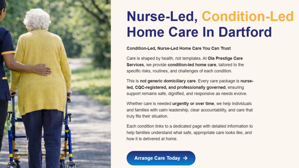 Condition Led Care in Dartford-Home Care Services Available in Dartford-Ola Prestige Care Services Dartford - Kent - United kingdom - Home Services - Hospital Reablement